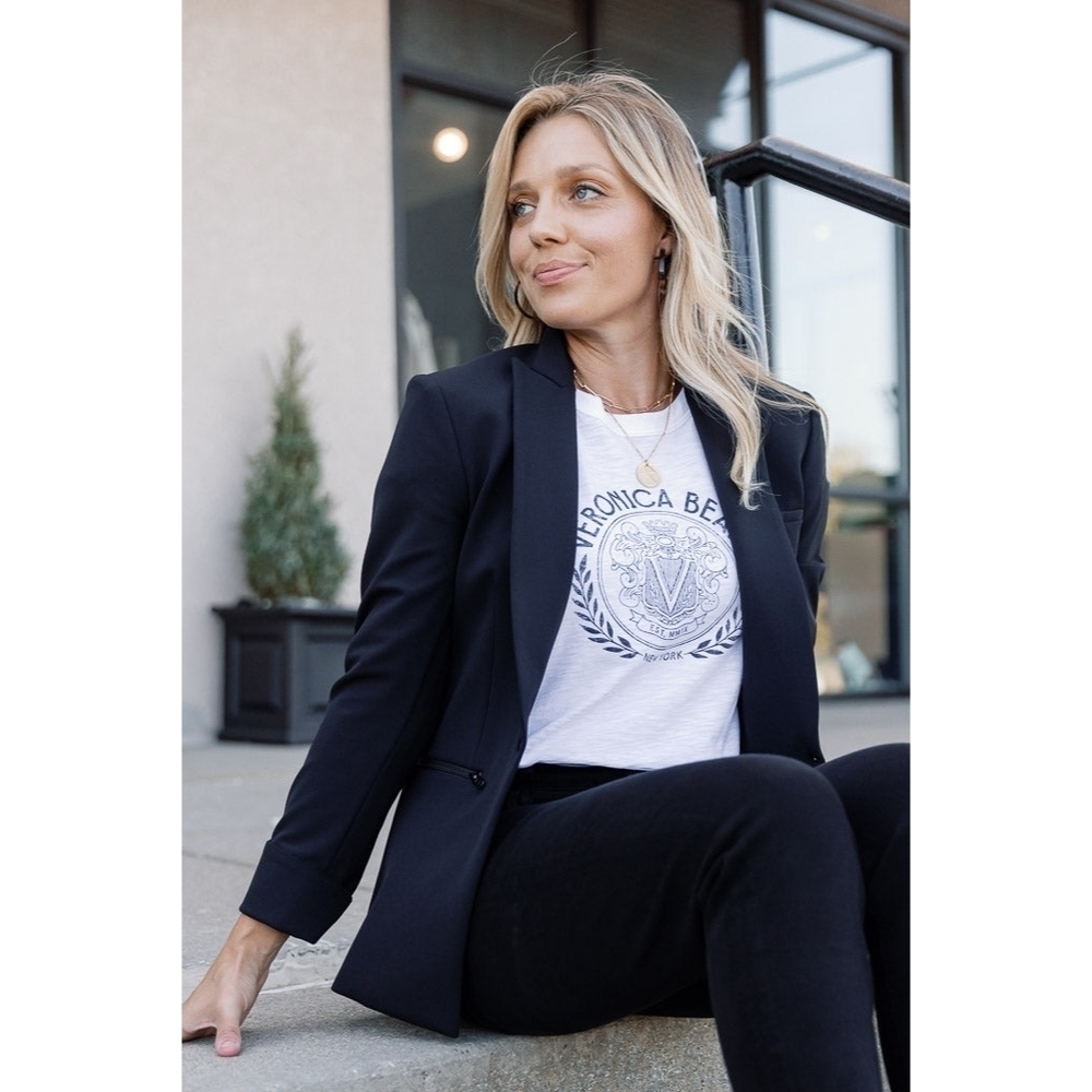 {Veronica Beard} Carla Logo Graphic T-Shirt - Size SMALL